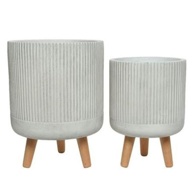 Fibre Clay Planters - Set of 2, White