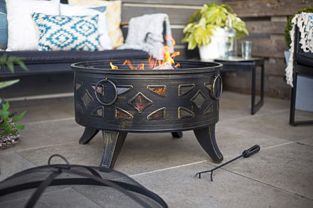 DIAMOND DEEP BOWL FIREPIT WITH GRILL