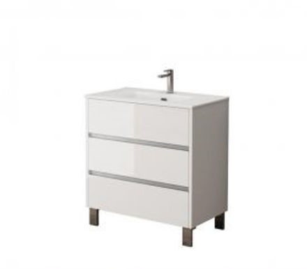 Picture of HARVEY 80CM 3 DRAWER FLOOR VANITY UNIT - WHITE GLOSS