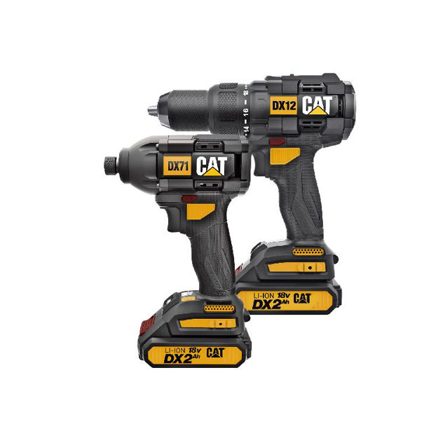 Picture of CAT B/LESS HAMMER DRILL&DRIVER SET 18V DX12K