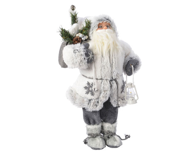 Picture of GREY SANTA WITH SNOWFLAKE COAT 60CM