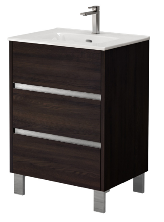 Picture of HARVEY 60CM 3 DRAWER FLOOR VANITY UNIT - WENGE