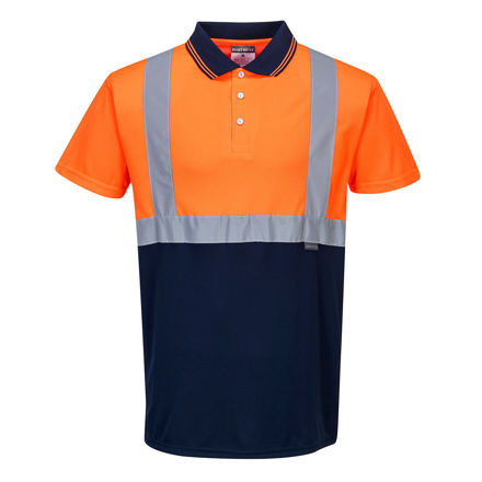 Picture of HI-VIS TWO TONE POLO SHIRT ORANGE/NAVY MEDIUM