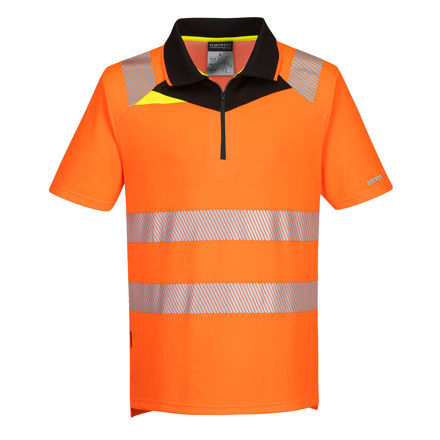 Picture of PORTWEST DX4 HI-VIS POLO SHIRT S/S OR/BLK (S)