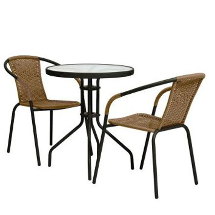 Picture of RATTAN EFFECT BISTRO SET 2 SEATER BROWN